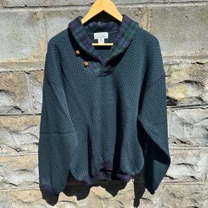 Green and Blue Crewneck Wool Sweater (Pure New Wool)